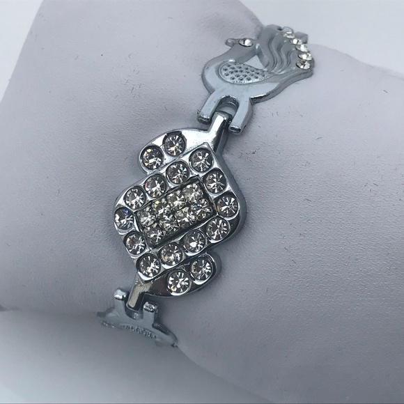 Women Bracelet Peacock Crystal Accent Fancy Silver - Picture 3 of 8